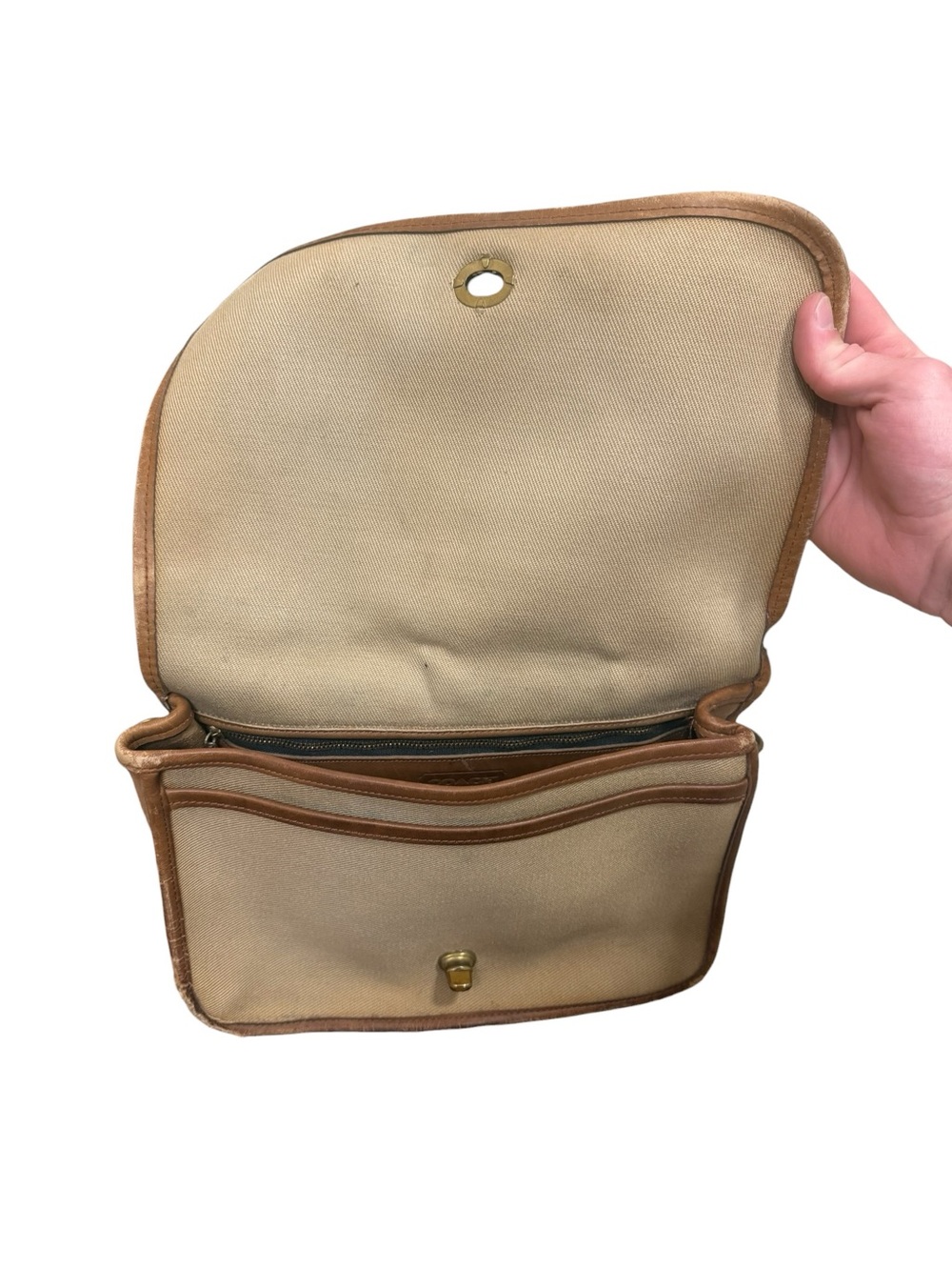 RARE Vintage Coach 70s Convertible Clutch Twill NYC Creed Leather Trim Used - Picture 12 of 16